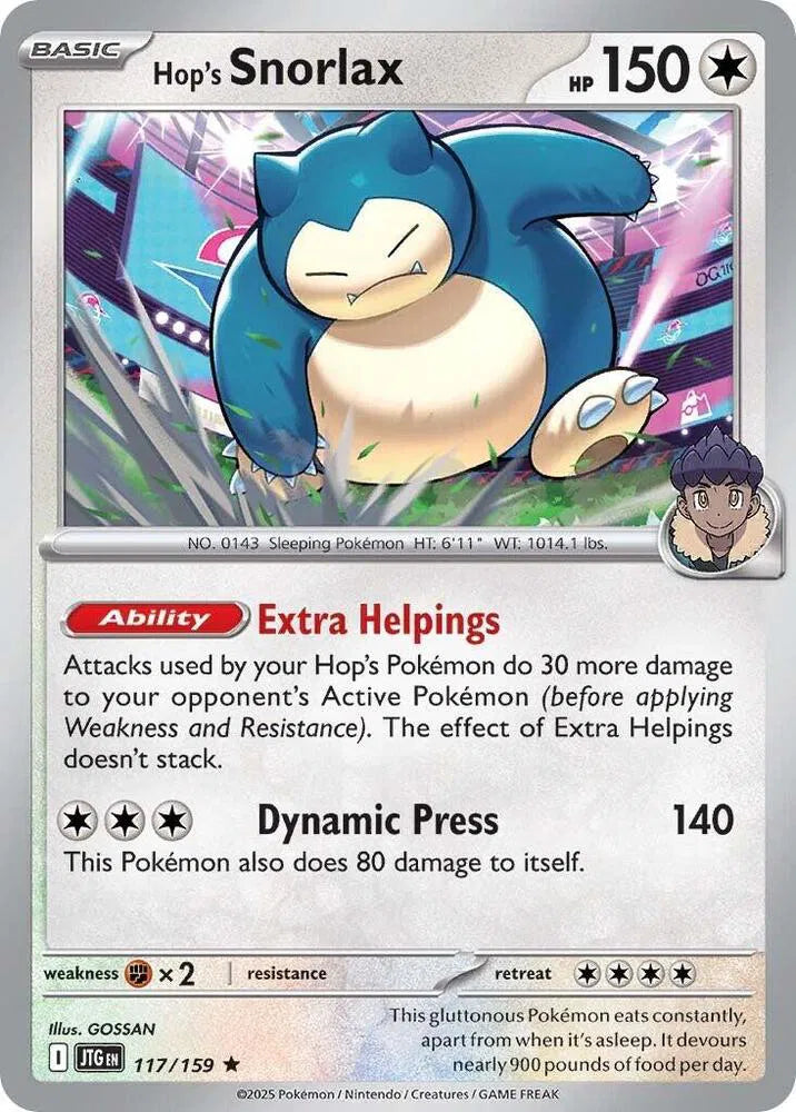 Hop's Snorlax — Reverse Holofoil