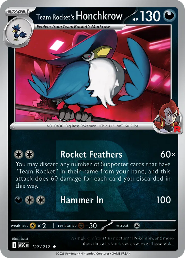 Team Rocket's Honchkrow (Team Rocket) — Reverse Holofoil