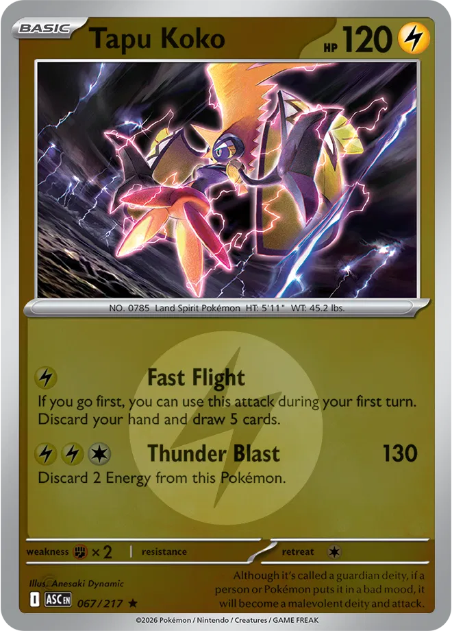 Tapu Koko (Energy Symbol Pattern) — Reverse Holofoil