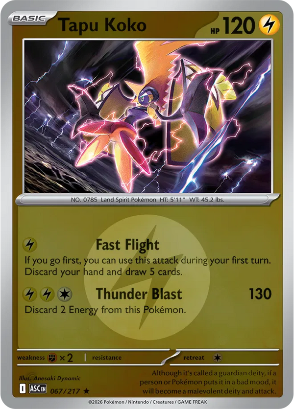 Tapu Koko (Energy Symbol Pattern) — Reverse Holofoil