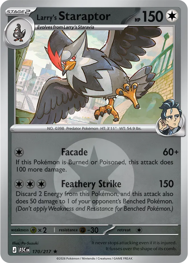 Larry's Staraptor (Energy Symbol Pattern) — Reverse Holofoil